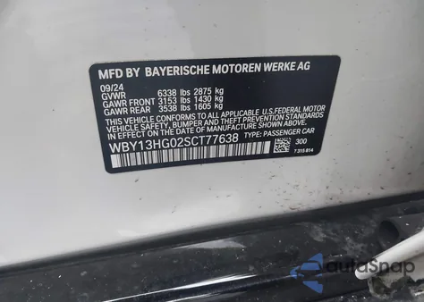 2025 BMW I5 xDrive40 from USA, damaged, VIN WBY13HG02SCT77638